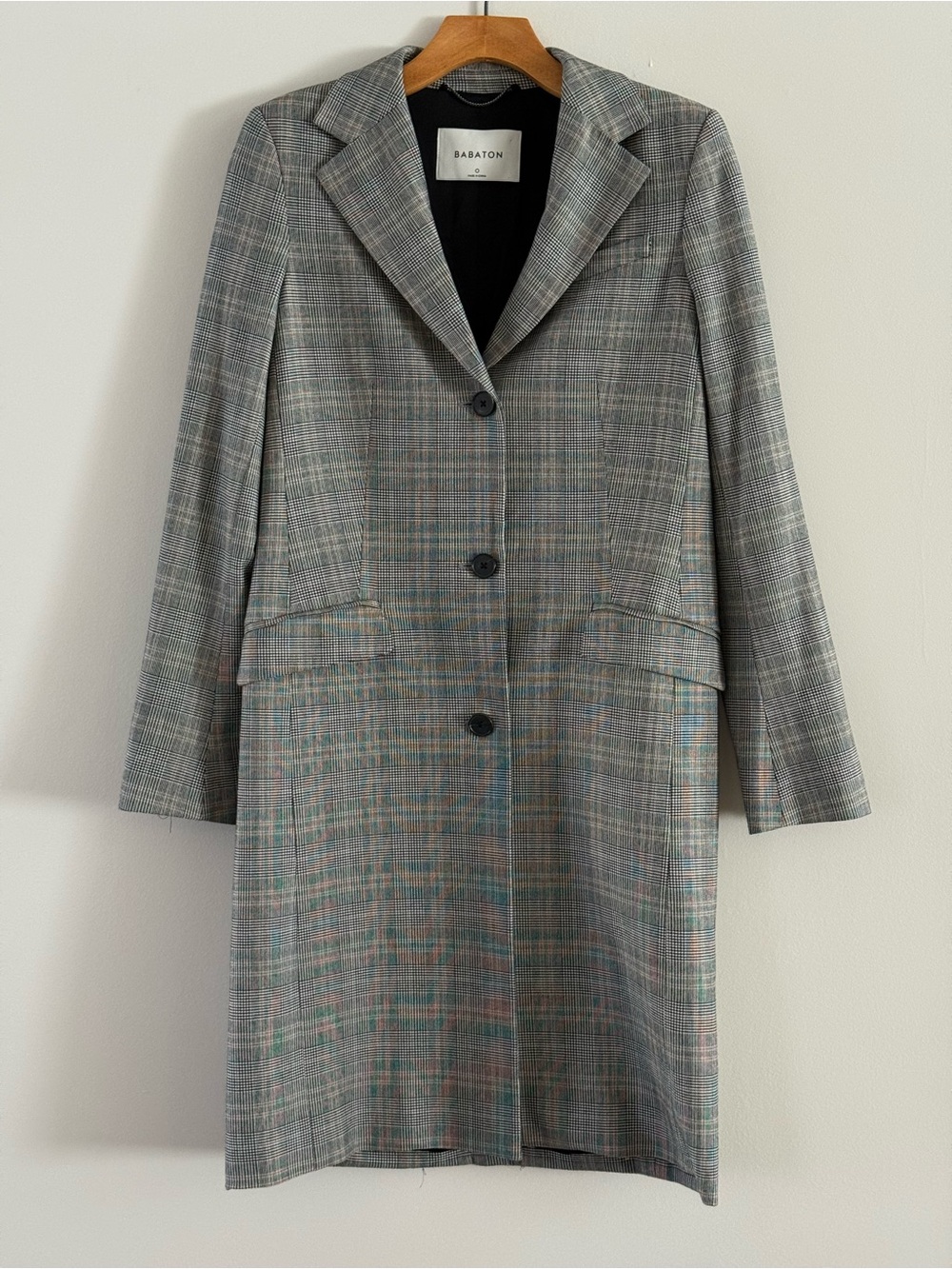 Aritzia Babaton “Trent” Grey Brown Plaid Trench Coat Size 0 - Picture 2 of 11